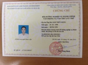 Làm Chứng Chỉ Văn Thư Lưu Trữ Phôi Thật Chất Lượng
