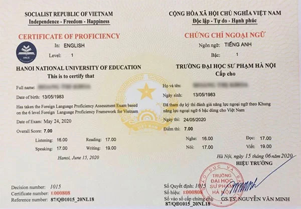 Làm Chứng Chỉ Tiếng Anh Giá Rẻ Uy TÍn - Làm Bằng Toàn Quốc