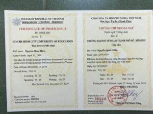 Làm Chứng Chỉ Tiếng Anh Giá Rẻ Uy TÍn - Làm Bằng Toàn Quốc