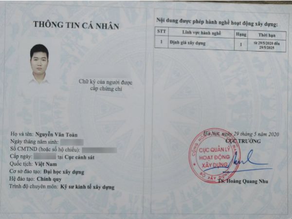 Làm Chứng Chỉ Định Giá Xây Dựng Uy Tín Tại Làm Bằng Toàn Quốc