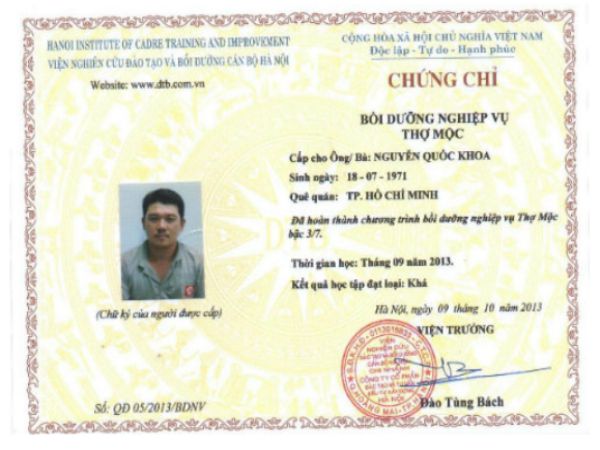 Làm chứng chỉ nghề mộc lấy ngay tại Làm Bằng Toàn Quốc trên toàn quốc