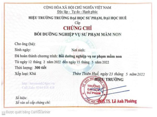 Bảng giá dịch vụ làm chứng chỉ sư phạm giả tại Làm Bằng Toàn Quốc