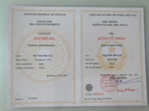 Mẫu bằng trường đại học Nha Trang được làm tại Làm Bằng Toàn Quốc