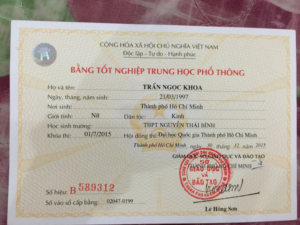 Làm Bằng Cấp 3 Phôi Thật Giá Rẻ Không Cần Học Và Thi