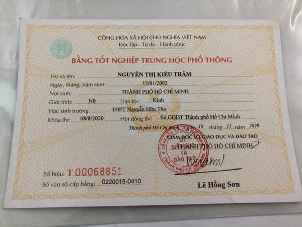 Làm Bằng Cấp 3 Phôi Thật Giá Rẻ Không Cần Học Và Thi